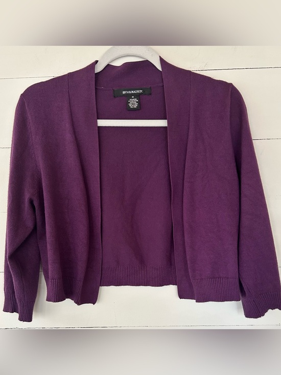 89th & Madison Sweaters - 89th & Madison Open-Front Cardigan - Purple, Size Medium